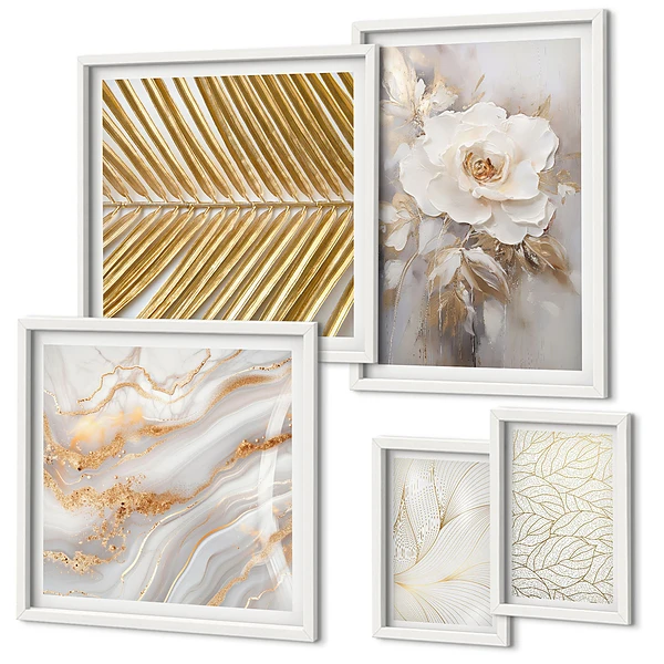Modernes Wandbilder-Set mit stilvollen Blumenmotiven