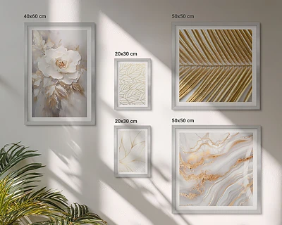 Modernes Wandbilder-Set mit stilvollen Blumenmotiven