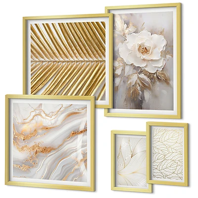 Modernes Wandbilder-Set mit stilvollen Blumenmotiven