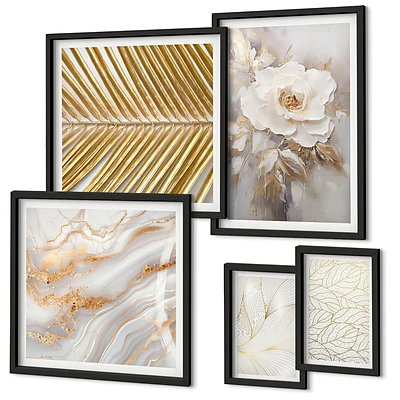 Modernes Wandbilder-Set mit stilvollen Blumenmotiven