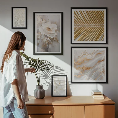 Modernes Wandbilder-Set mit stilvollen Blumenmotiven