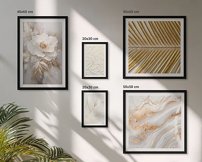 Modernes Wandbilder-Set mit stilvollen Blumenmotiven