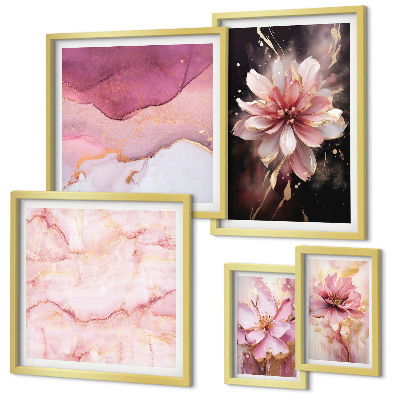Modernes wandbilder-set Rosa Blumenarrangements