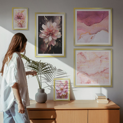 Modernes wandbilder-set Rosa Blumenarrangements