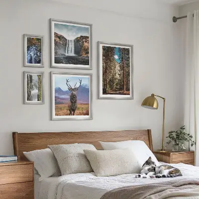 Modernes Wandbilderset mit Motiven von Landschaften, Wasserfällen und Natur