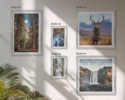 Modernes Wandbilderset mit Motiven von Landschaften, Wasserfällen und Natur