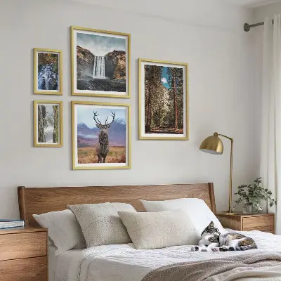 Modernes Wandbilderset mit Motiven von Landschaften, Wasserfällen und Natur