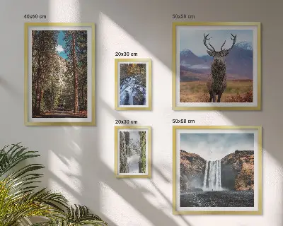 Modernes Wandbilderset mit Motiven von Landschaften, Wasserfällen und Natur