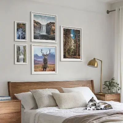 Modernes Wandbilderset mit Motiven von Landschaften, Wasserfällen und Natur