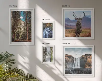 Modernes Wandbilderset mit Motiven von Landschaften, Wasserfällen und Natur