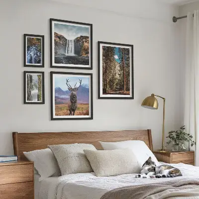 Modernes Wandbilderset mit Motiven von Landschaften, Wasserfällen und Natur