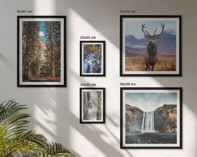 Modernes Wandbilderset mit Motiven von Landschaften, Wasserfällen und Natur