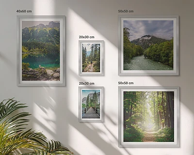 Bildergalerie-Set für die Wand mit Berglandschaften und Waldwegen