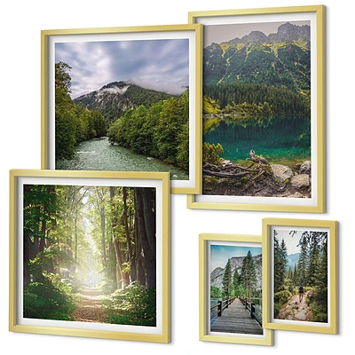 Bildergalerie-Set für die Wand mit Berglandschaften und Waldwegen