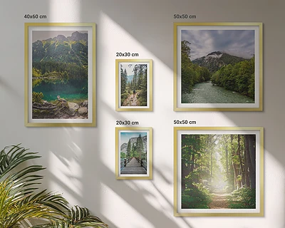 Bildergalerie-Set für die Wand mit Berglandschaften und Waldwegen