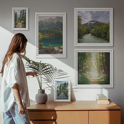 Bildergalerie-Set für die Wand mit Berglandschaften und Waldwegen
