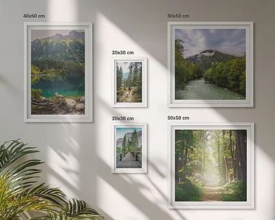 Bildergalerie-Set für die Wand mit Berglandschaften und Waldwegen