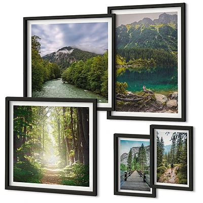 Bildergalerie-Set für die Wand mit Berglandschaften und Waldwegen