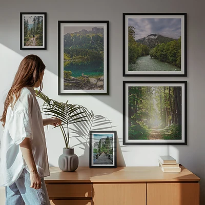Bildergalerie-Set für die Wand mit Berglandschaften und Waldwegen