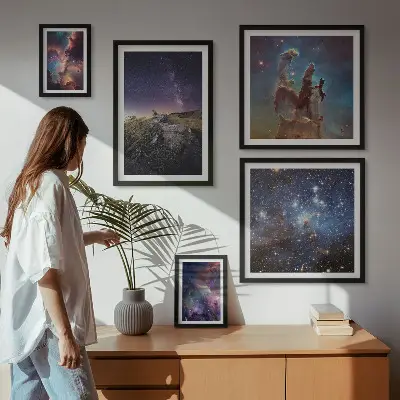 Bilderset fürs Sofa mit kosmischen Galaxienlandschaften