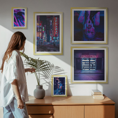 Bildergalerie-set für die wand Neonfarbene Stadtlandschaften bei Nacht