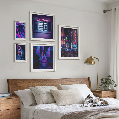 Bildergalerie-set für die wand Neonfarbene Stadtlandschaften bei Nacht