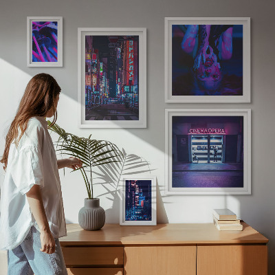 Bildergalerie-set für die wand Neonfarbene Stadtlandschaften bei Nacht