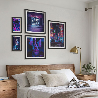 Bildergalerie-set für die wand Neonfarbene Stadtlandschaften bei Nacht