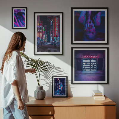 Bildergalerie-set für die wand Neonfarbene Stadtlandschaften bei Nacht