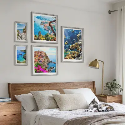 Bilderset fürs Sofa mit Motiven von Küstenlandschaften, Fischen und Stränden