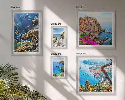 Bilderset fürs Sofa mit Motiven von Küstenlandschaften, Fischen und Stränden