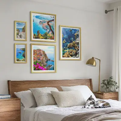 Bilderset fürs Sofa mit Motiven von Küstenlandschaften, Fischen und Stränden
