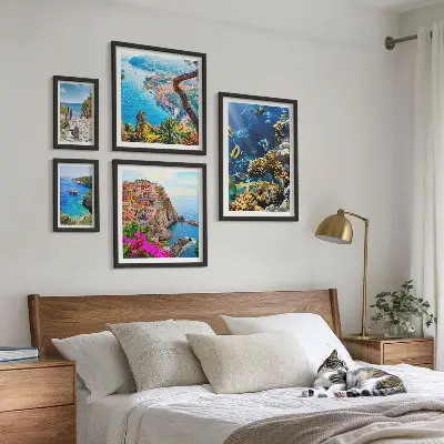 Bilderset fürs Sofa mit Motiven von Küstenlandschaften, Fischen und Stränden