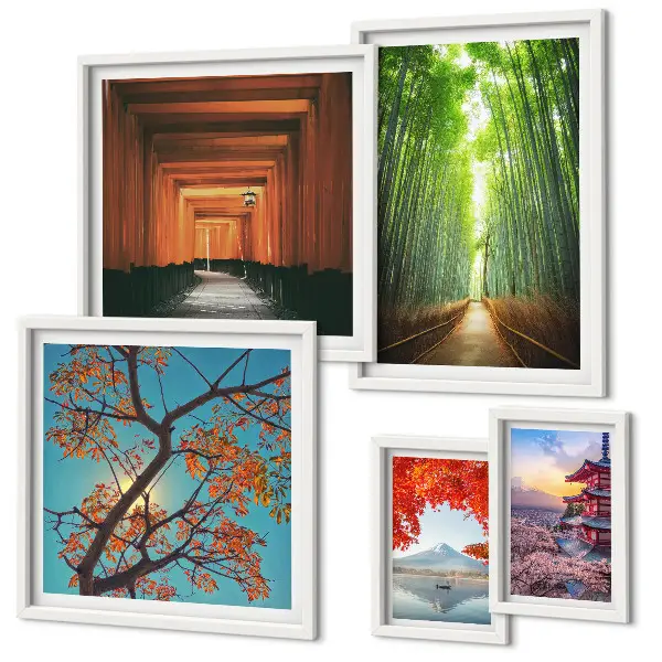 Bildergalerie-Set für die Wand mit japanischen Bambuslandschaften