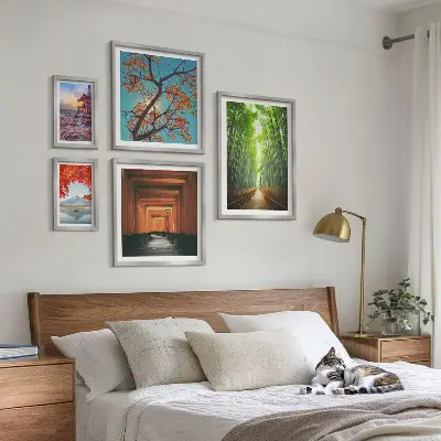 Bildergalerie-Set für die Wand mit japanischen Bambuslandschaften