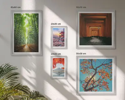 Bildergalerie-Set für die Wand mit japanischen Bambuslandschaften