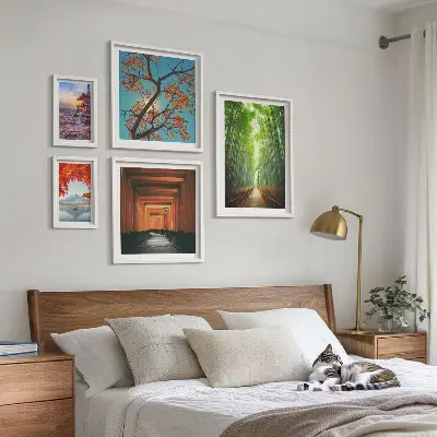 Bildergalerie-Set für die Wand mit japanischen Bambuslandschaften