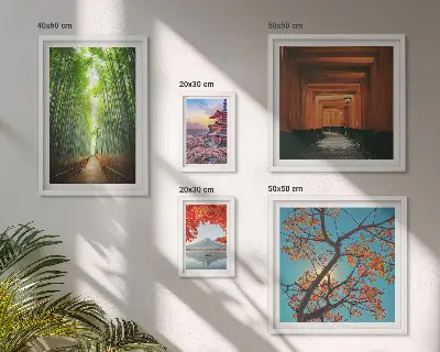 Bildergalerie-Set für die Wand mit japanischen Bambuslandschaften
