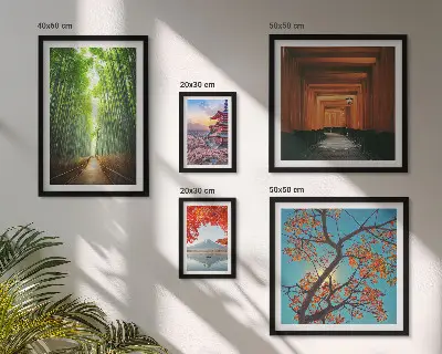 Bildergalerie-Set für die Wand mit japanischen Bambuslandschaften