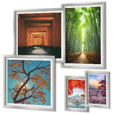 Bildergalerie-Set für die Wand mit japanischen Bambuslandschaften