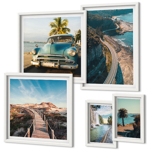 Modernes wandbilder-set Landschaften, Reisen, Autos, Natur