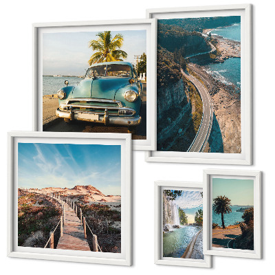 Modernes wandbilder-set Landschaften, Reisen, Autos, Natur