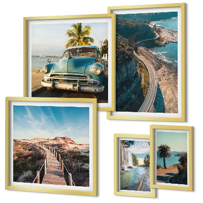 Modernes wandbilder-set Landschaften, Reisen, Autos, Natur
