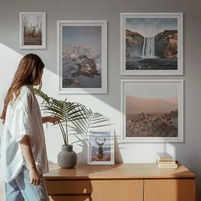 Bilderset fürs Sofa mit Berglandschaften und Wildtieren