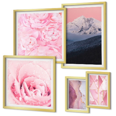 Modernes wandbilder-set Rosa Landschaften, moderne Blumen