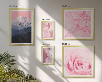 Modernes Wandbilder-Set rosa Landschaften mit modernen Blumen