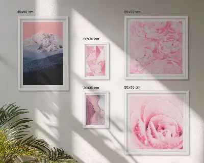 Modernes Wandbilder-Set rosa Landschaften mit modernen Blumen