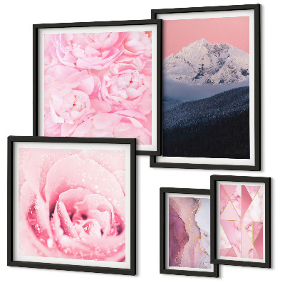 Modernes wandbilder-set Rosa Landschaften, moderne Blumen