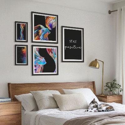 Bilderset fürs sofa Farbenfrohe positive Abstraktionen