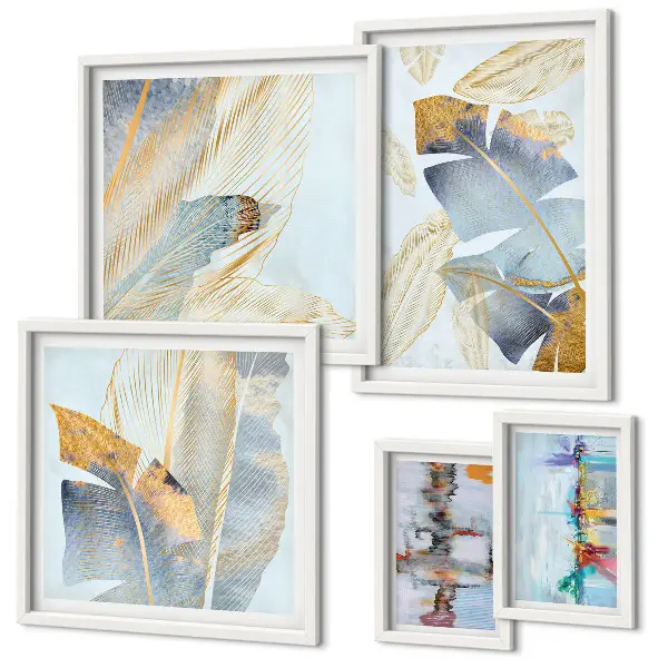 Modernes Wandbilder-Set mit Pflanzenmotiven
